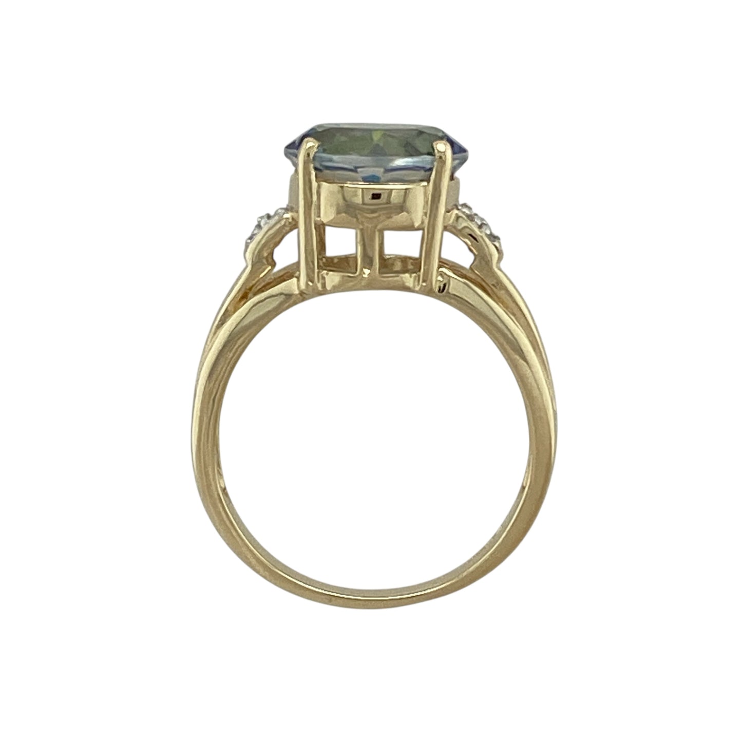 9ct Gold Neptune & White Topaz Set Ring