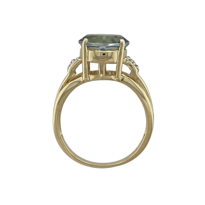 9ct Gold Neptune & White Topaz Set Ring