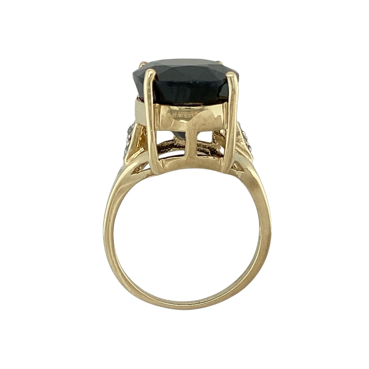 9ct Gold Midnight Blue Sapphire & White Topaz Set Ring