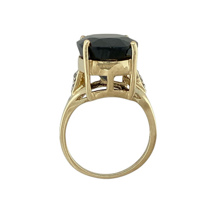 9ct Gold Midnight Blue Sapphire & White Topaz Set Ring