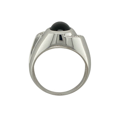 9ct White Gold Star Sillimanite & White Topaz Set Ring