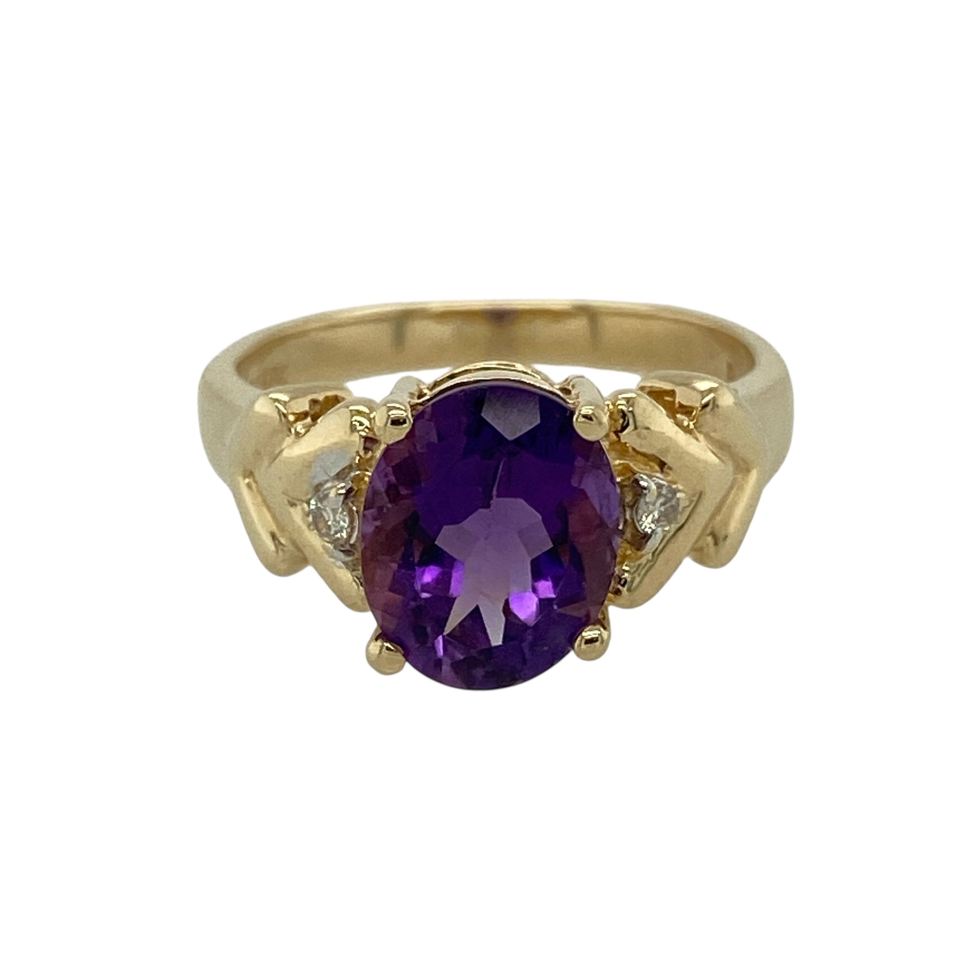14ct Gold Diamond & Amethyst Set Ring
