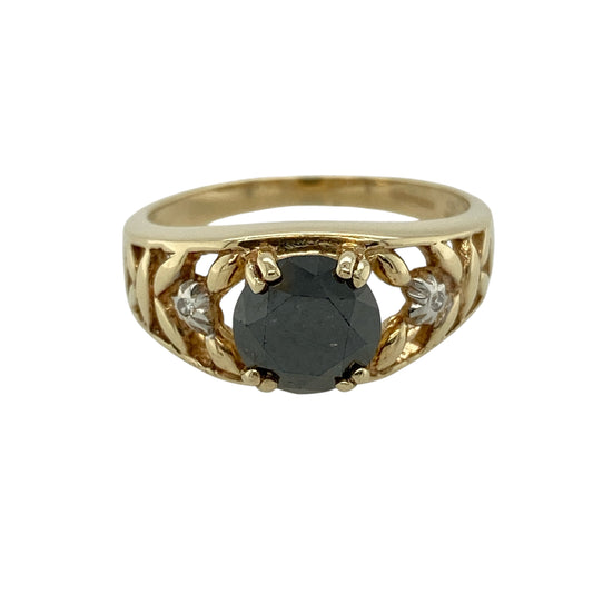 9ct Gold & Black Diamond Set Ring