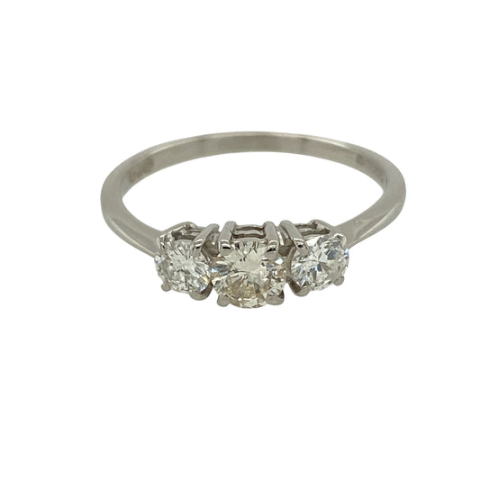 18ct White Gold & Diamond Set Trilogy Ring