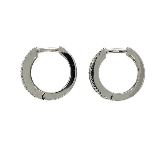 18ct White Gold Diamond & Sapphire Set Huggie Earrings