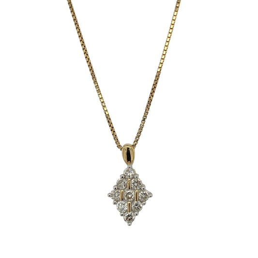 9ct Gold & Diamond Set Cluster 14.5" - 16" Necklace