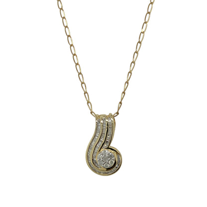9ct Gold & Diamond Set Swirl 18" Necklace