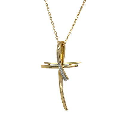 18ct Gold & Diamond Set Cross 18" Necklace