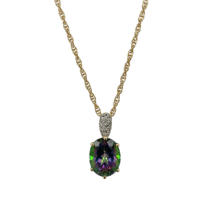 9ct Gold Diamond & Mystic Topaz Set 18" Necklace