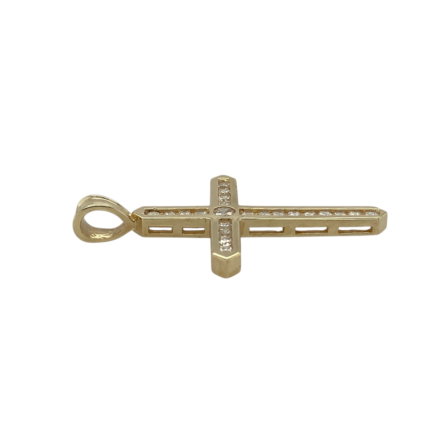 9ct Gold & Cubic Zirconia Set Cross Pendant