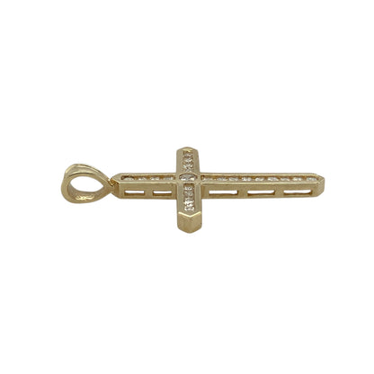 9ct Gold & Cubic Zirconia Set Cross Pendant