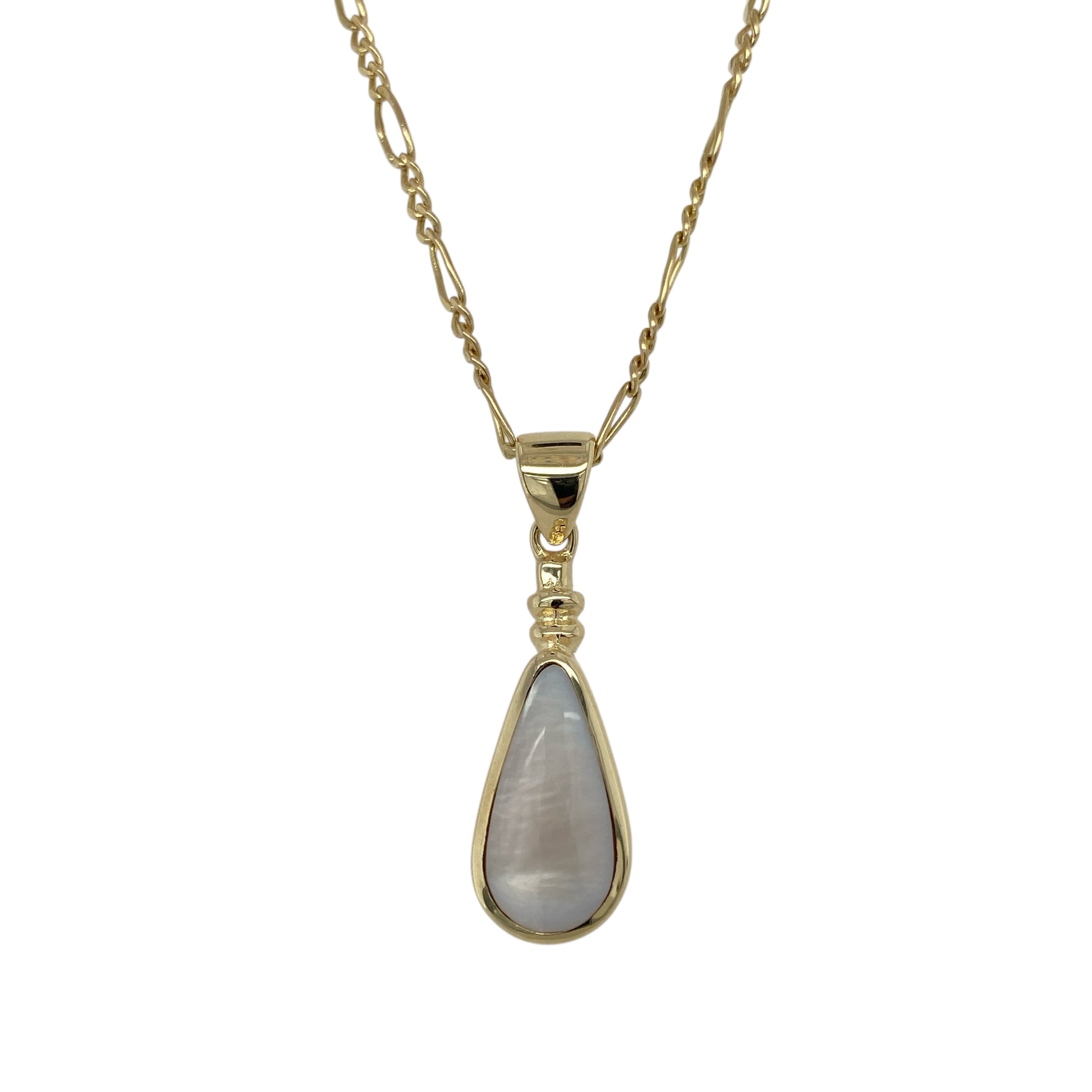 9ct Gold & Mother of Pearl Set Teardrop 20" Necklace