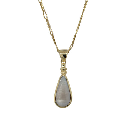 9ct Gold & Mother of Pearl Set Teardrop 20" Necklace