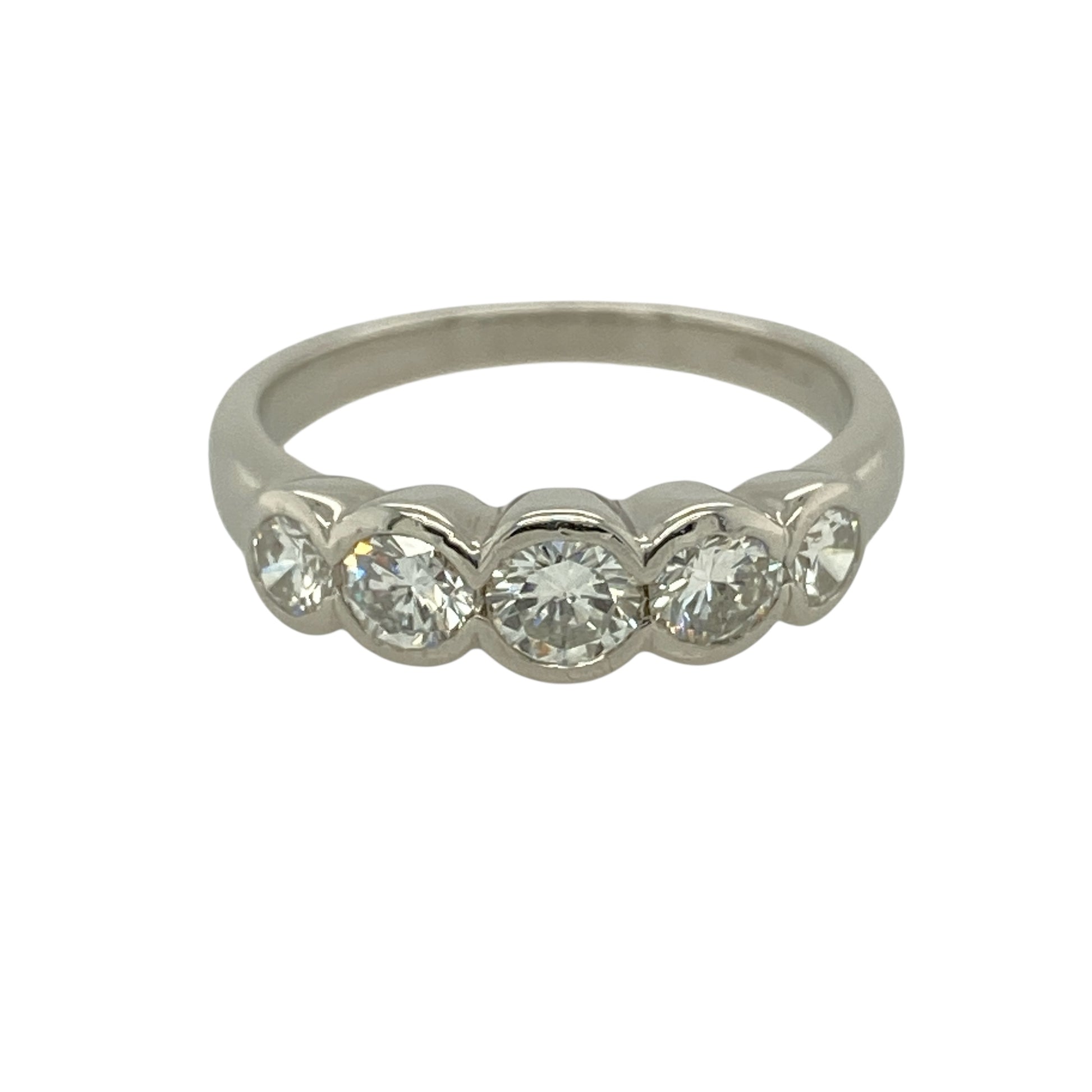 Platinum & Diamond Set Five Stone Bubble Style Band Ring