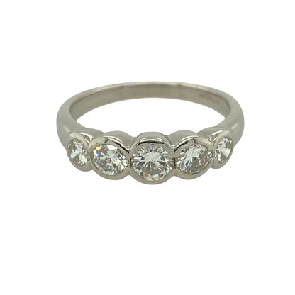 Platinum & Diamond Set Five Stone Bubble Style Band Ring