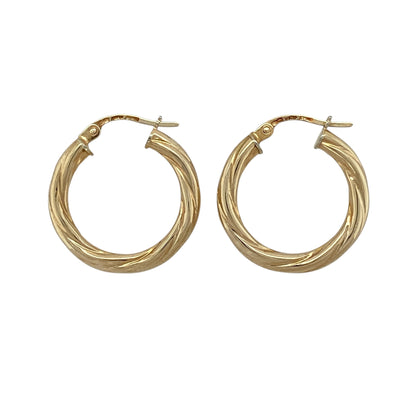 9ct Gold Twisted Hoop Creole Earrings