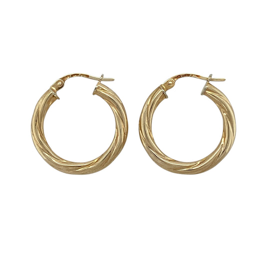 9ct Gold Twisted Hoop Creole Earrings