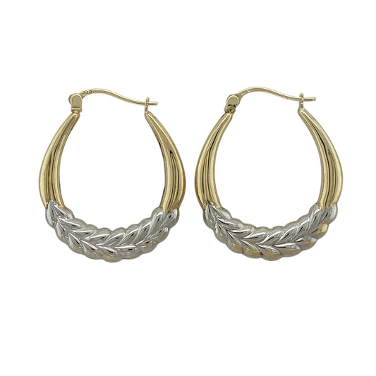 9ct Gold Patterned Hoop Creole Earrings