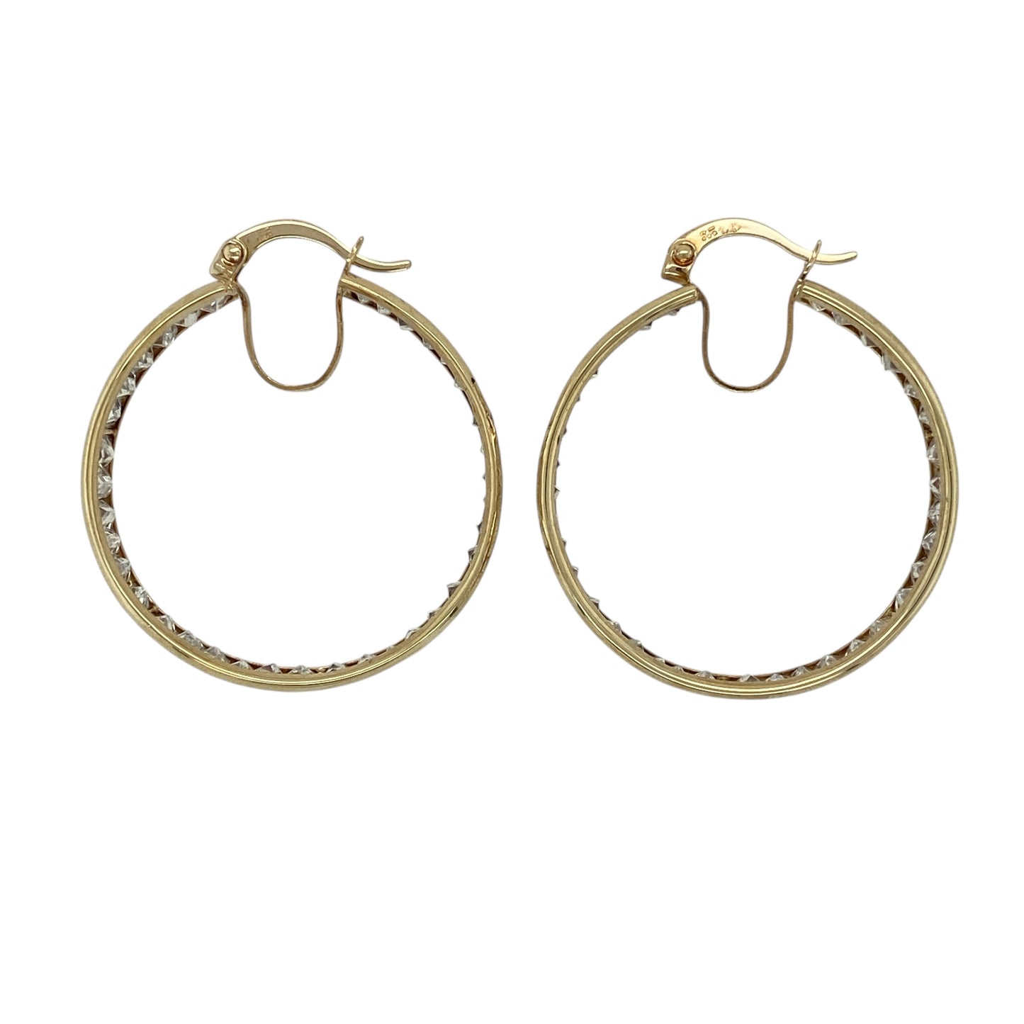 9ct Gold & Cubic Zirconia Set Hoop Creole Earrings