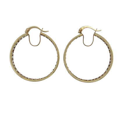 9ct Gold & Cubic Zirconia Set Hoop Creole Earrings