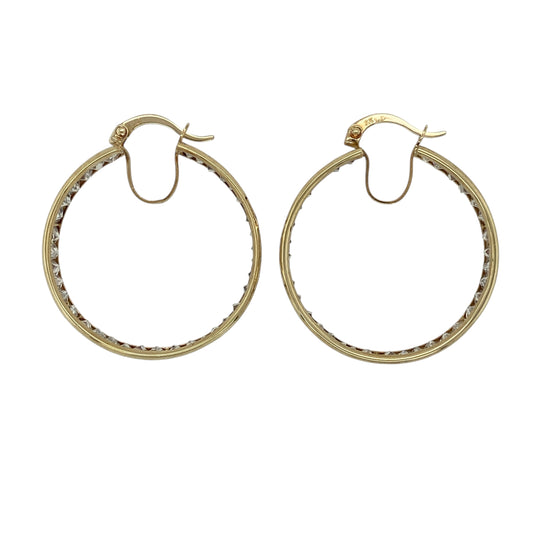 9ct Gold & Cubic Zirconia Set Hoop Creole Earrings