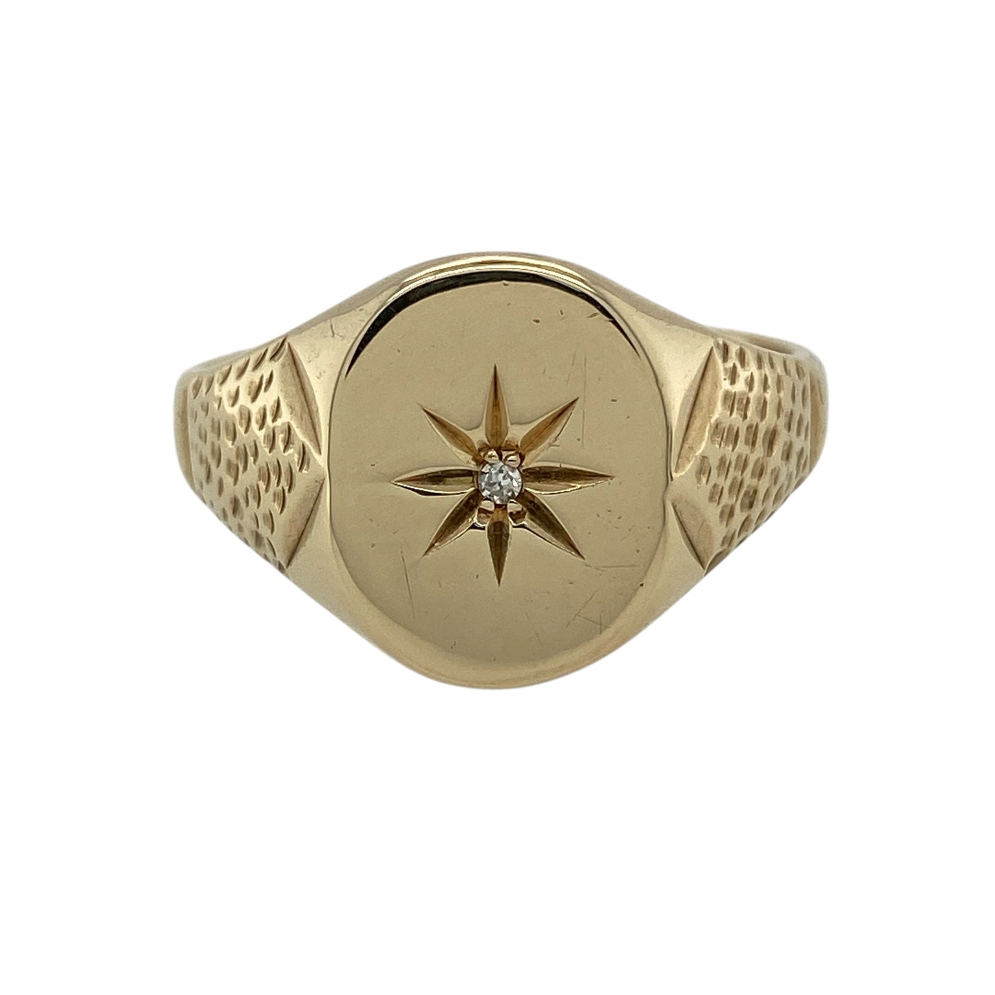 9ct Gold & Diamond Set Signet Ring