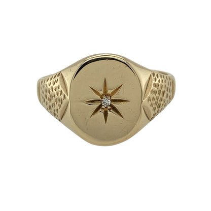 9ct Gold & Diamond Set Signet Ring
