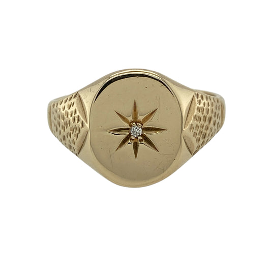 9ct Gold & Diamond Set Signet Ring