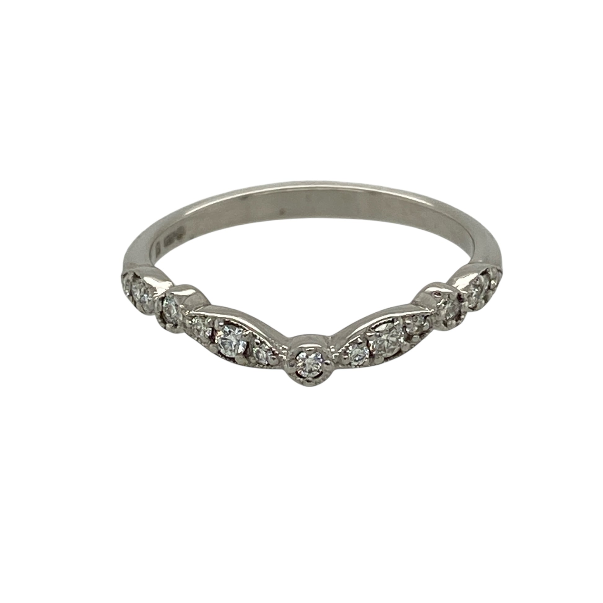 18ct White Gold & Diamond Set Wishbone Ring