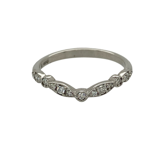 18ct White Gold & Diamond Set Wishbone Ring