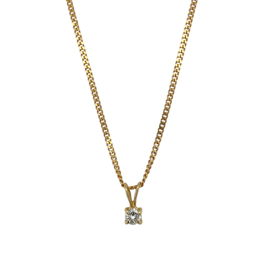 9ct Gold & Diamond Set Solitaire 16" Necklace