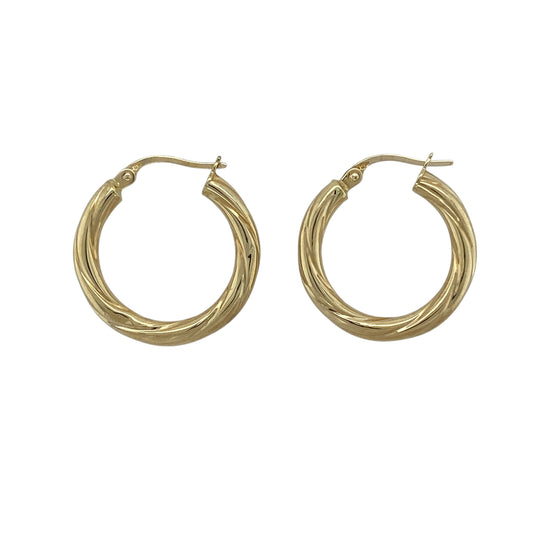 9ct Gold Twisted Hoop Creole Earrings