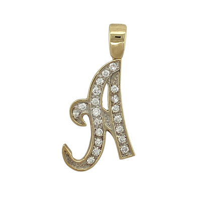 9ct Gold & Cubic Zirconia Set Initial 'A' Pendant