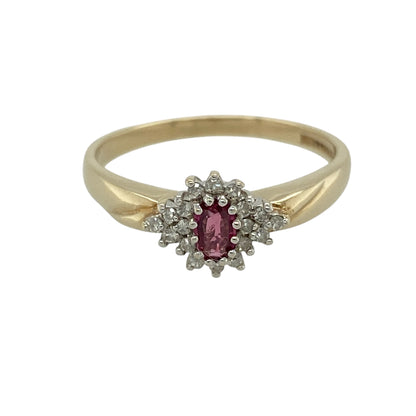 9ct Gold Diamond & Ruby Set Cluster Ring