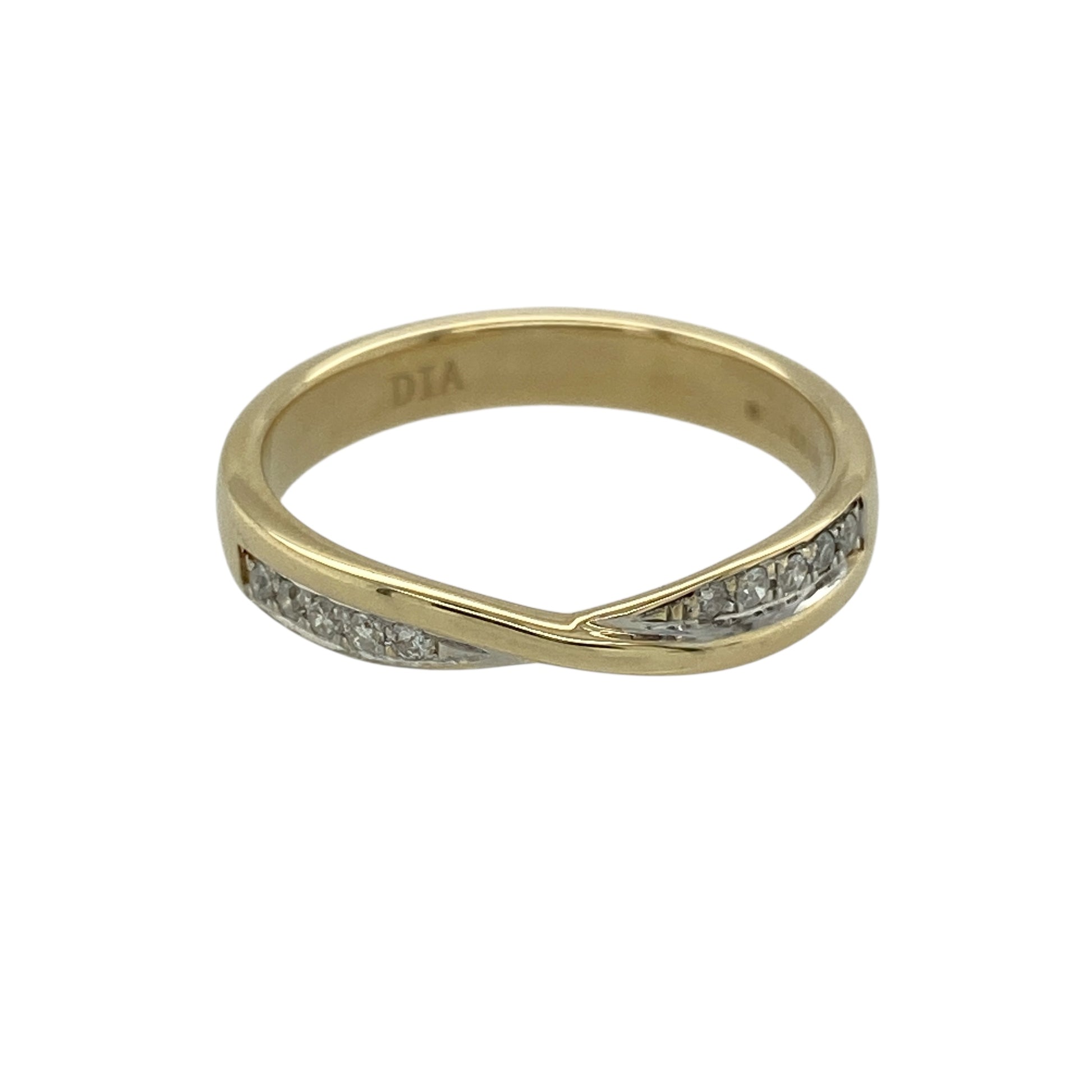 9ct Gold & Diamond Set Crossover Band Ring