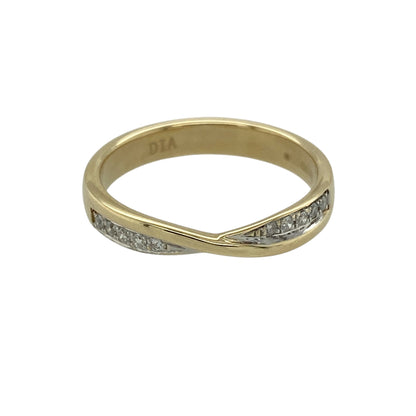 9ct Gold & Diamond Set Crossover Band Ring