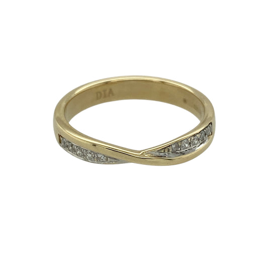 9ct Gold & Diamond Set Crossover Band Ring