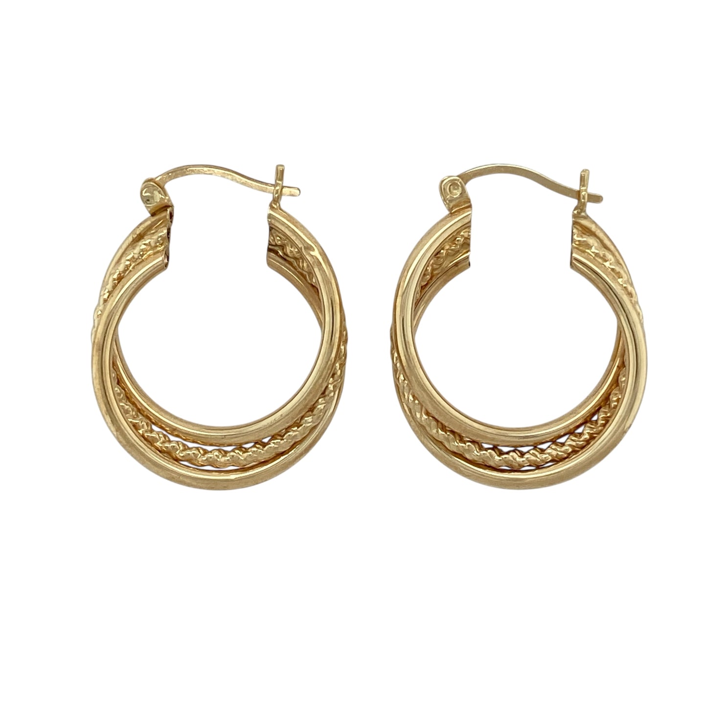 9ct Gold Rope Detail Hoop Creole Earrings