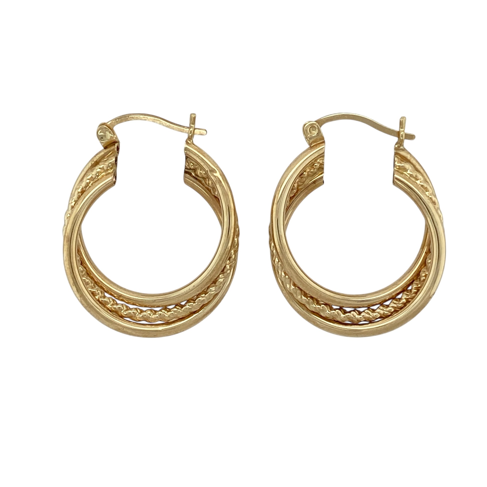 9ct Gold Rope Detail Hoop Creole Earrings