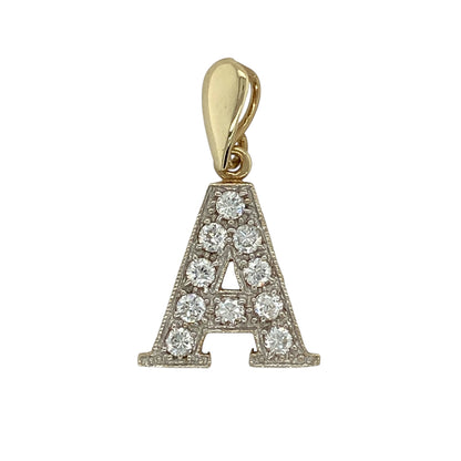 9ct Gold & Cubic Zirconia Set Initial 'A' Pendant