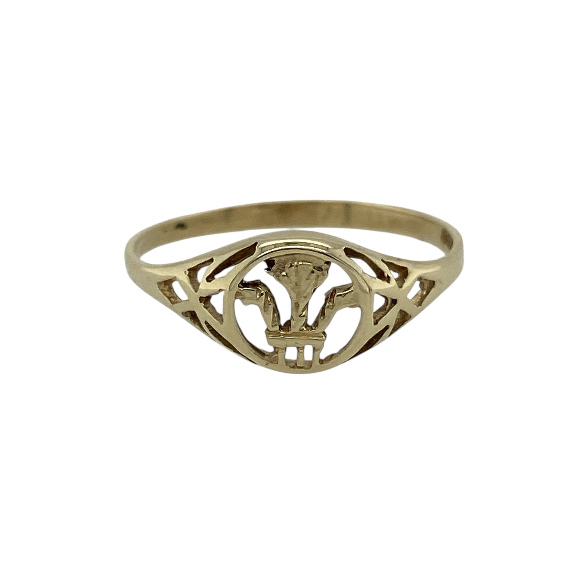 9ct Gold Welsh Three Feathers Signet Ring