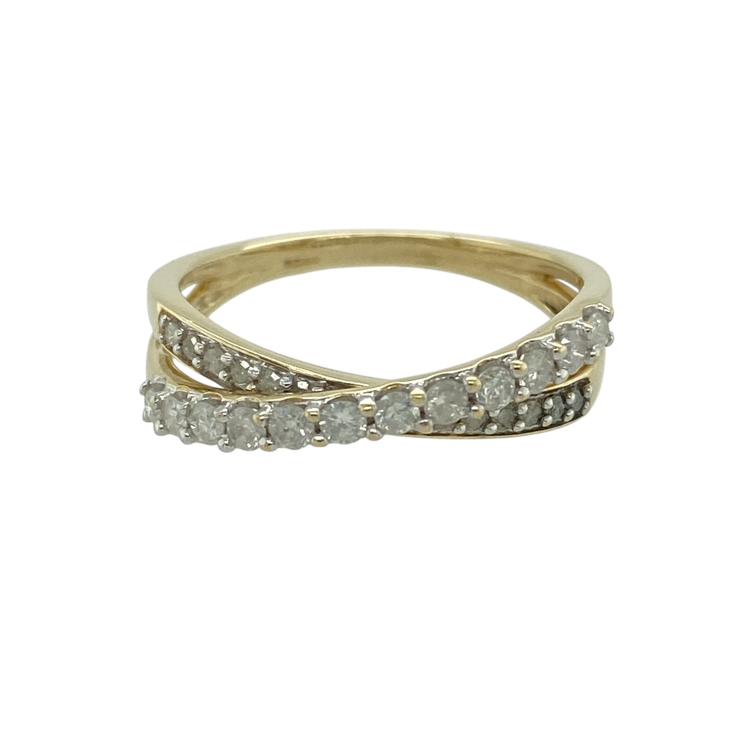 9ct Gold & Diamond Set Crossover Band Ring