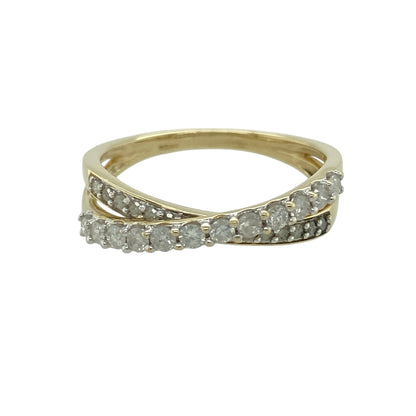 9ct Gold & Diamond Set Crossover Band Ring