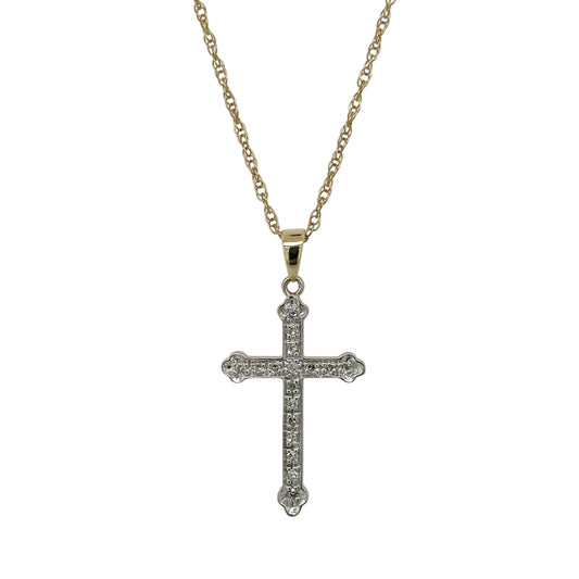 9ct Gold & Diamond Set Cross 18" Necklace