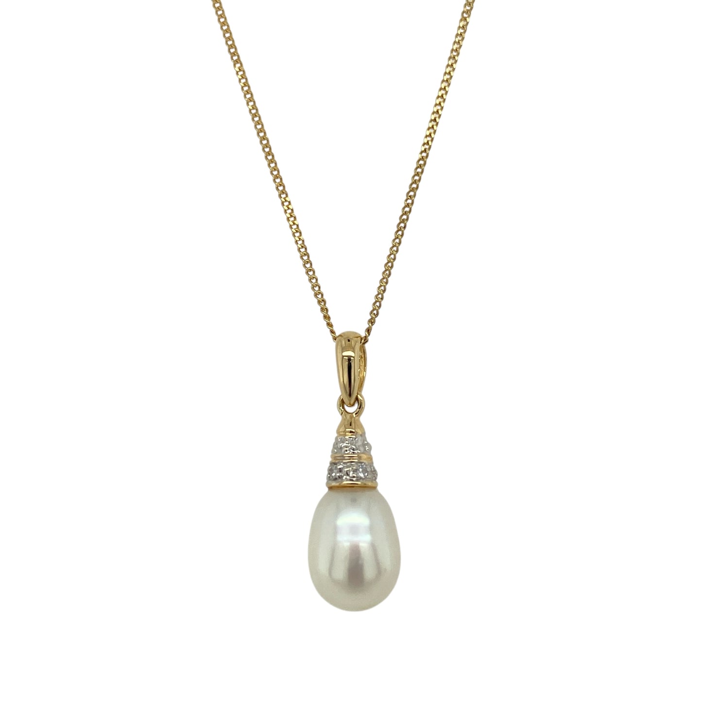 18ct Gold Diamond & Pearl Set 18" Necklace