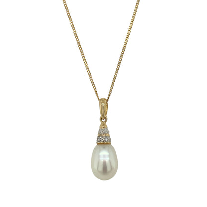18ct Gold Diamond & Pearl Set 18" Necklace