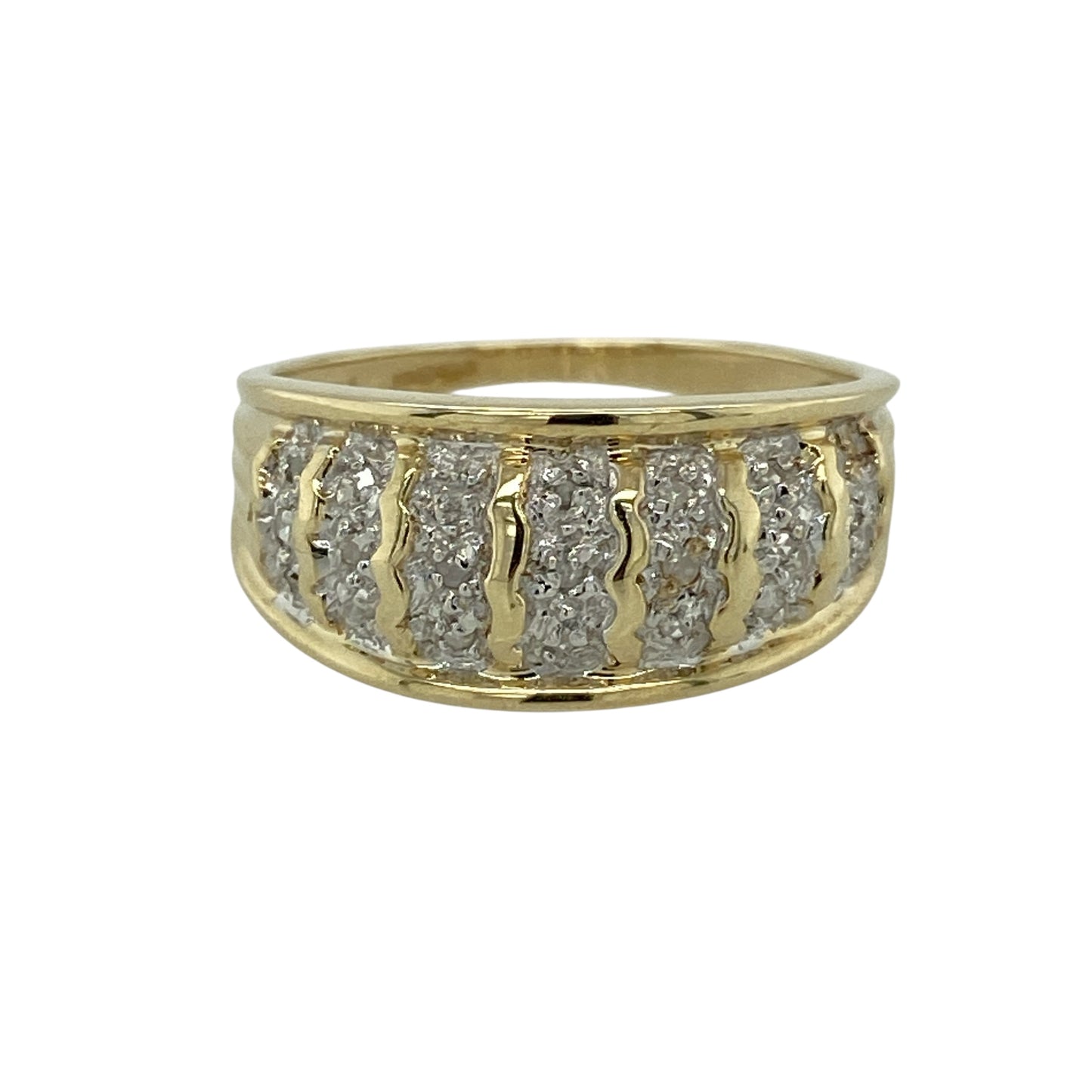 9ct Gold & Diamond Set Wide Band Ring