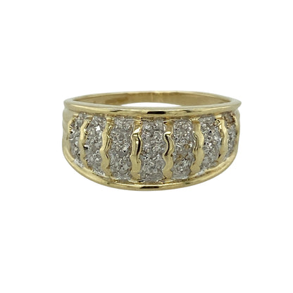 9ct Gold & Diamond Set Wide Band Ring