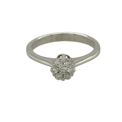 18ct White Gold & Diamond Set Flower Cluster Ring