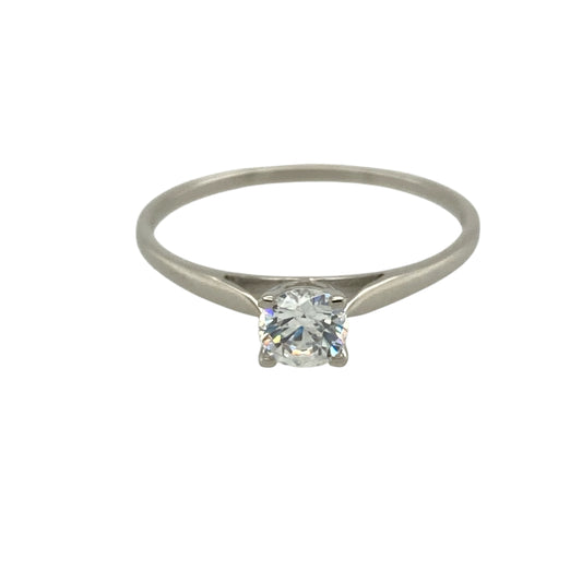 9ct White Gold & Cubic Zirconia Set Solitaire Ring